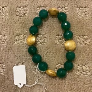 gold and green bead bracelet